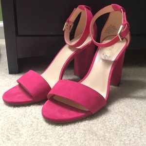 Nine West Chunky Heel pink suede sz 8
